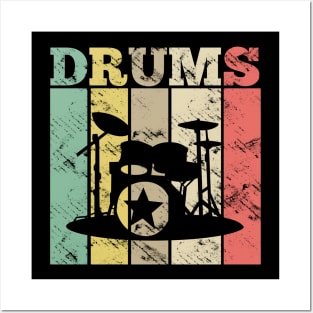 Retro Drums Drummer Posters and Art